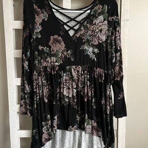 Torrid Super Soft Floral Crisscross Neckline Top